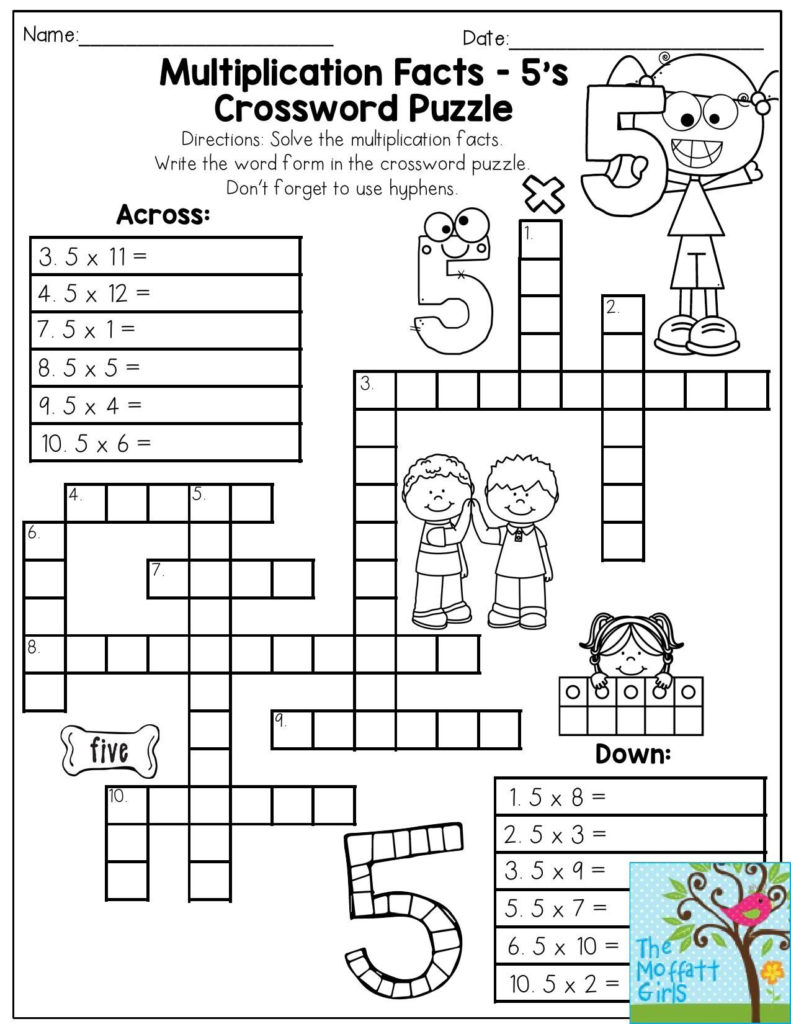 Free Math Puzzles 4Th Grade Printable Crossword Puzzles