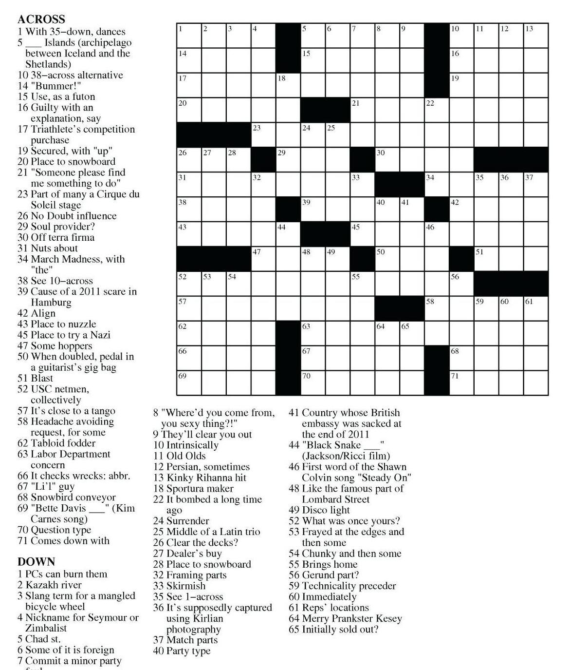 Printable All Topic Crossword Puzzle