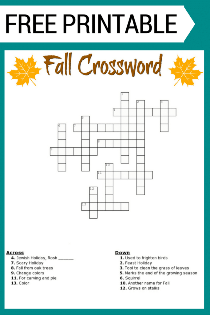 Free Printable Crossword Puzzles For Grade 6 Printable