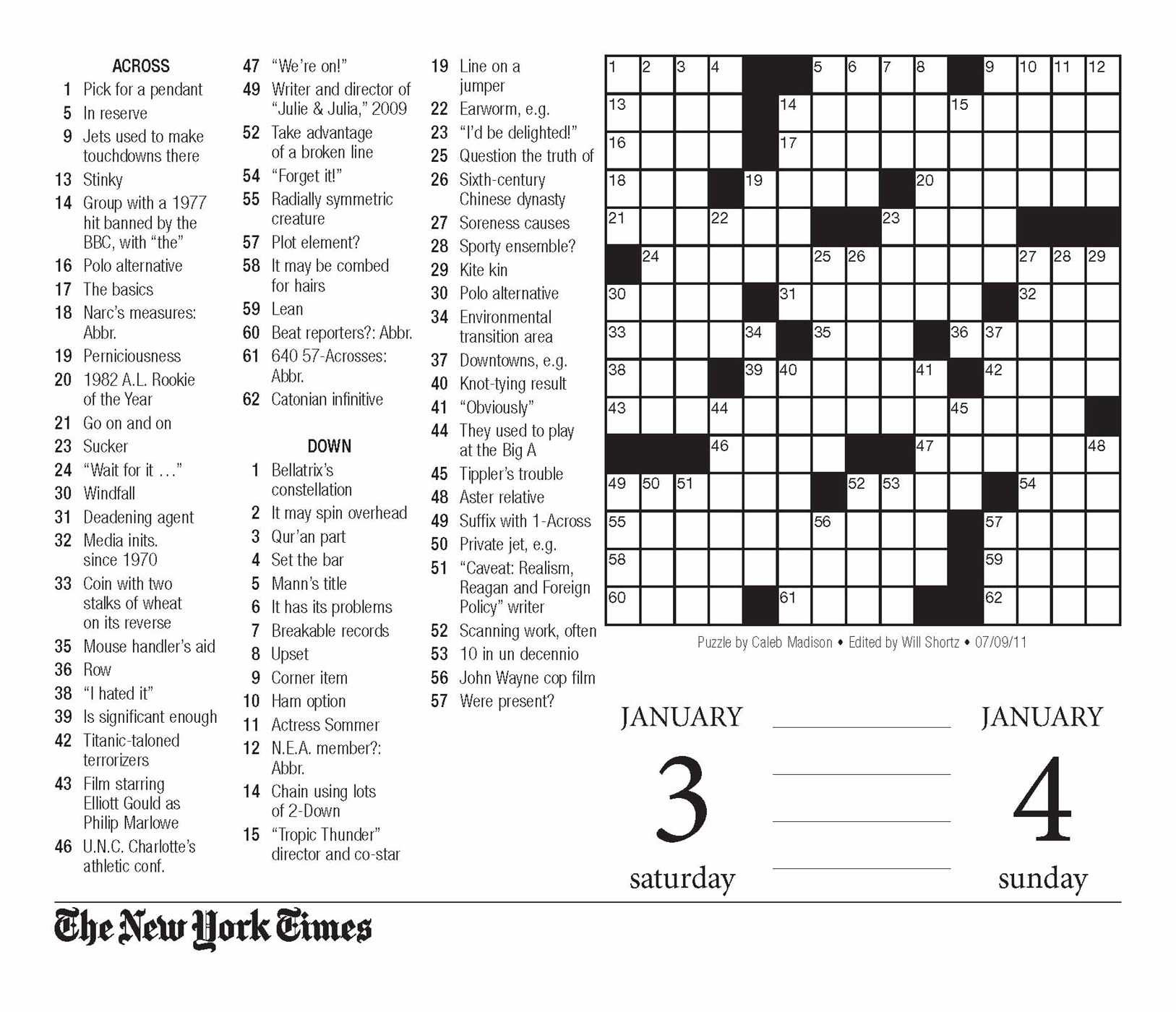 Printable Tampa Times Crossword Puzzles