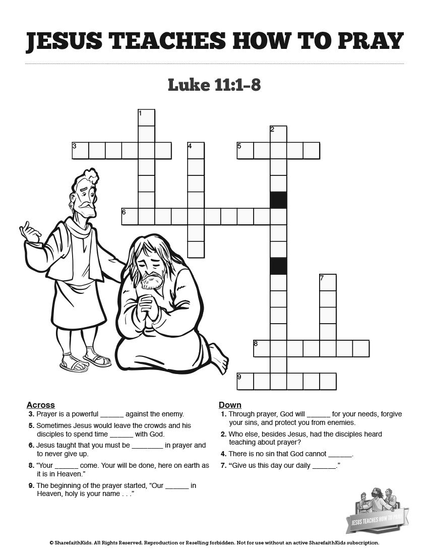 Sunday School Adult Crossword Puzzle Printable