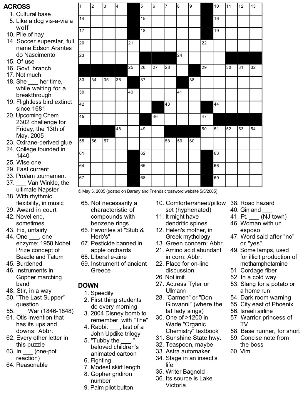 Funny Printable Crossword Puzzles