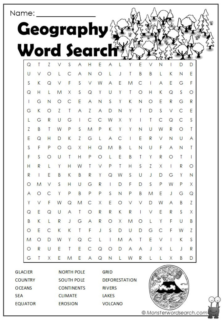 Geography Word Search Monster Word Search