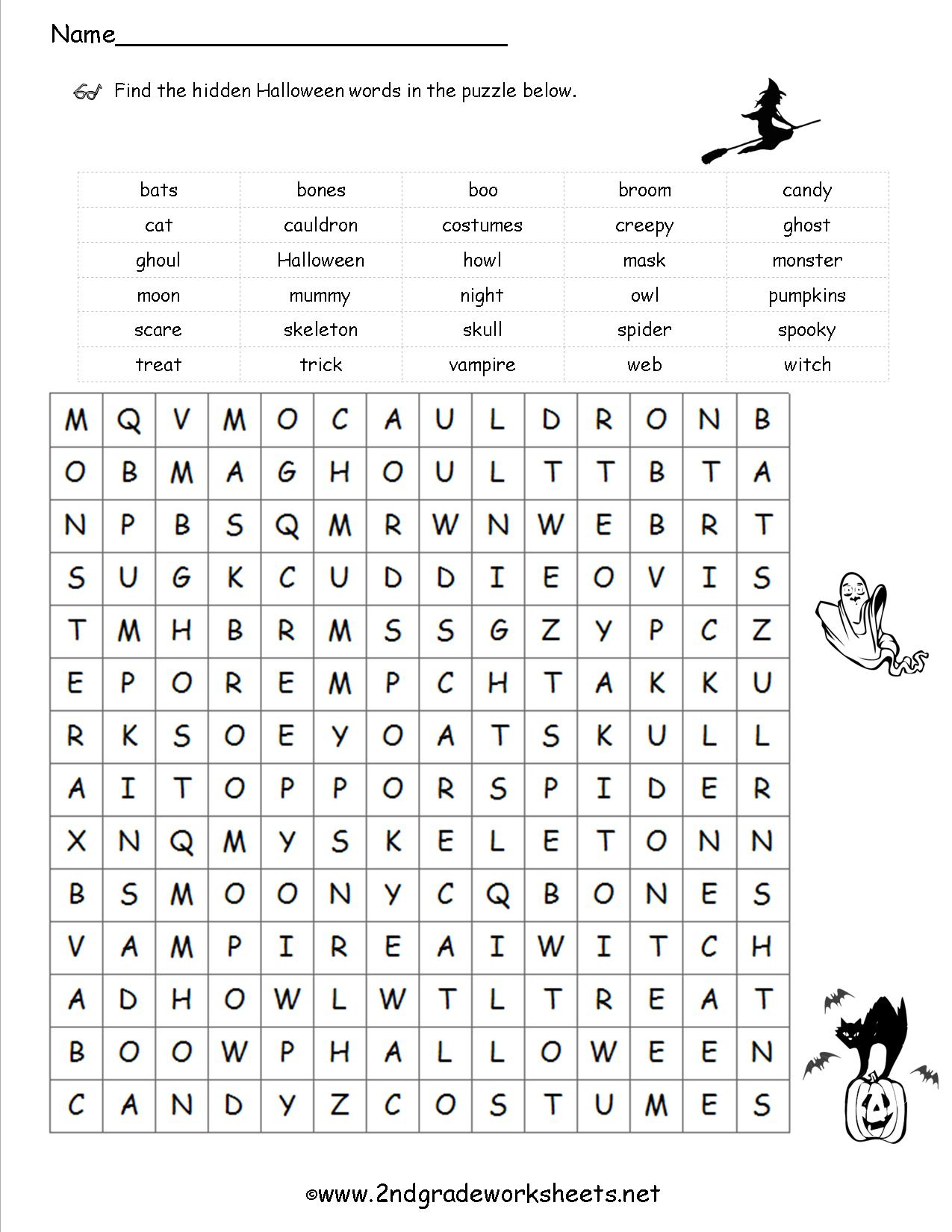 Halloween Crossword Puzzle Printable 3rd Grade