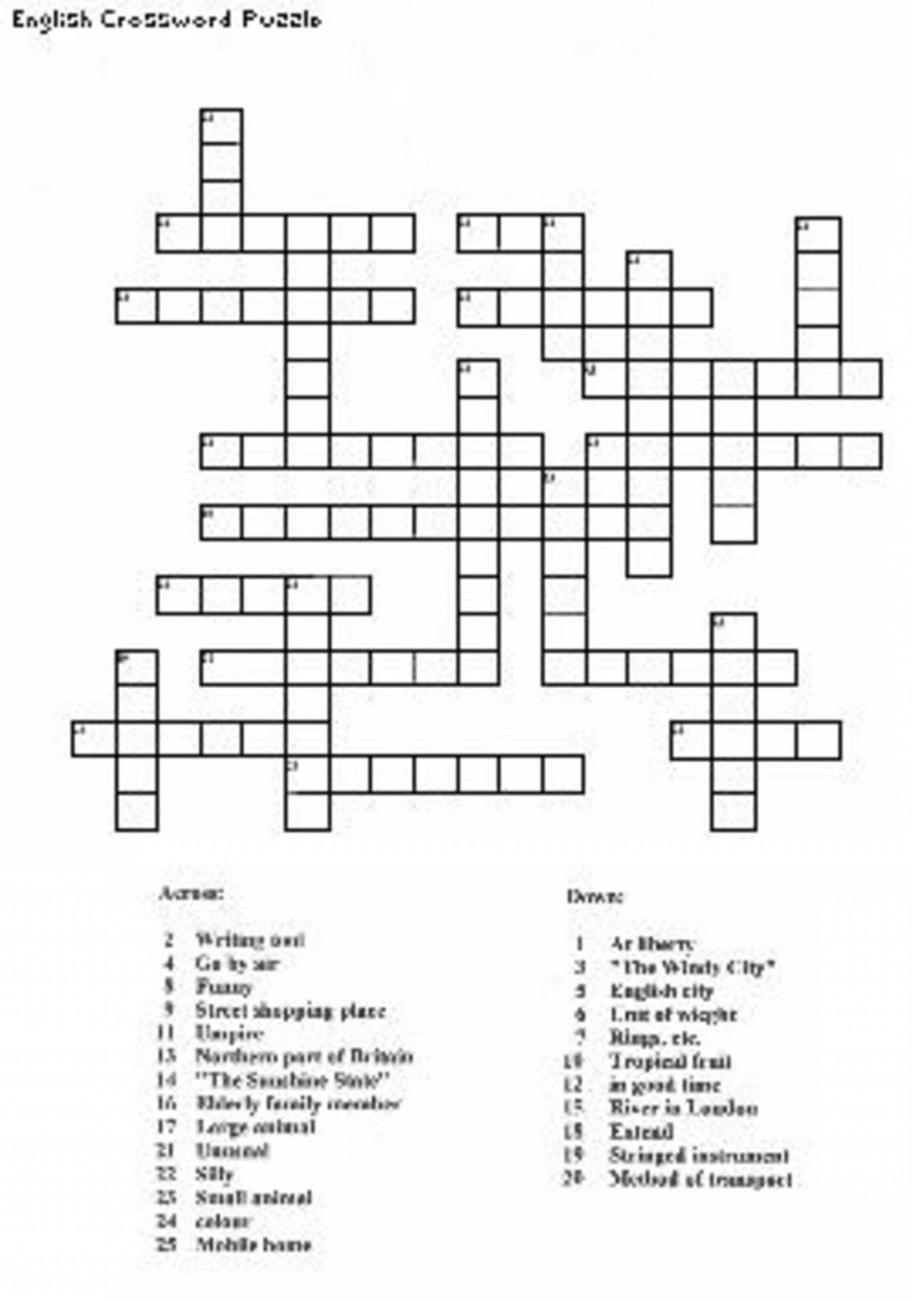 Make My Own Free Printable Crossword Puzzle
