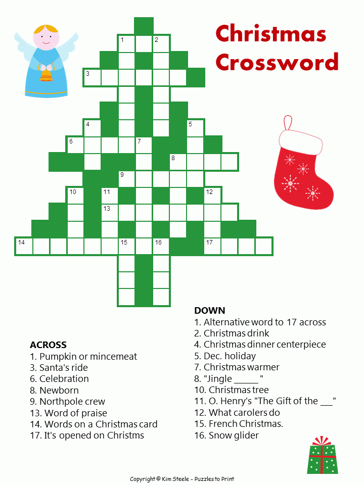 Printable Christmas Crossword Puzzles For Children With Answers