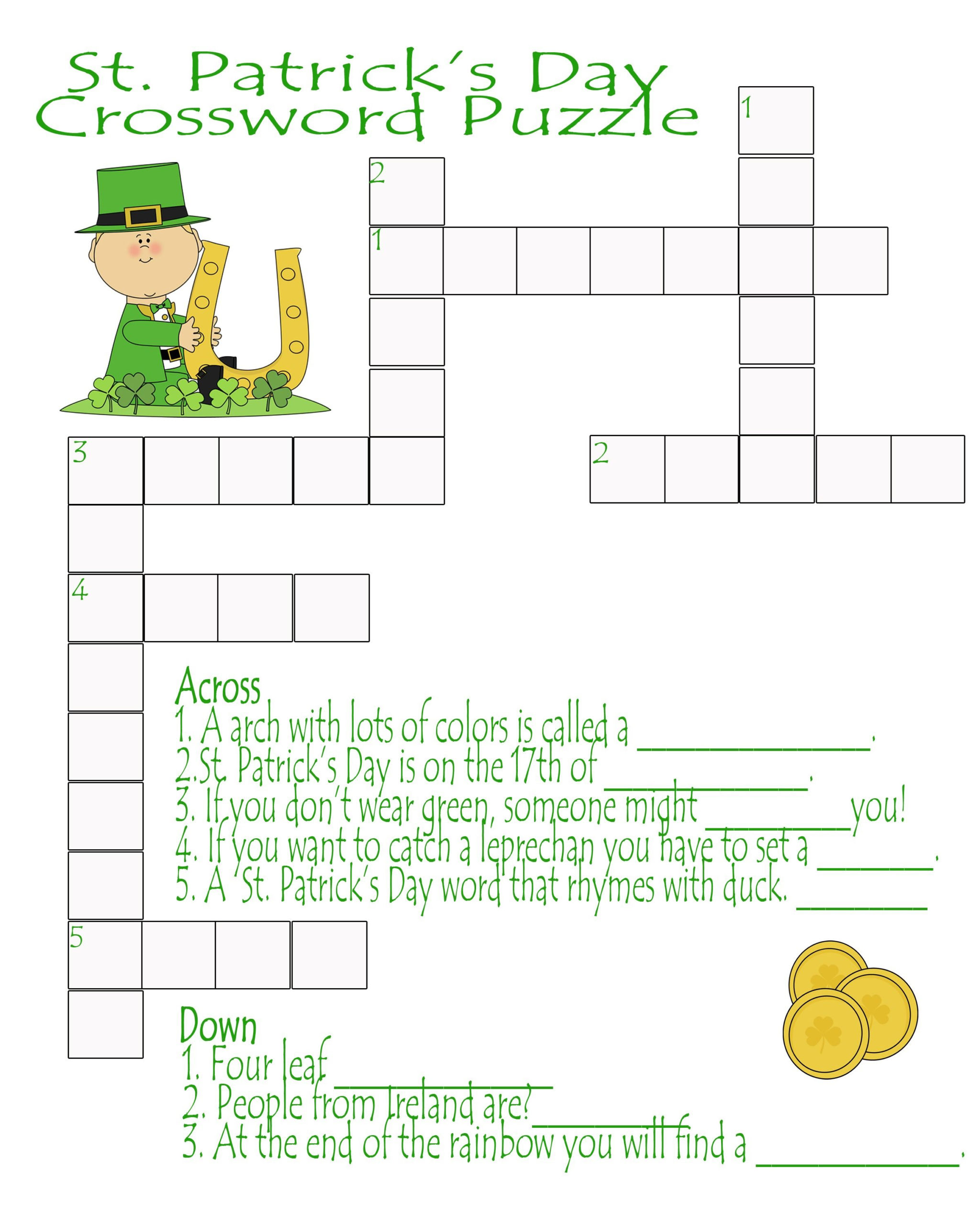 St Patrick's Day 2022 Crossword Puzzle Printable