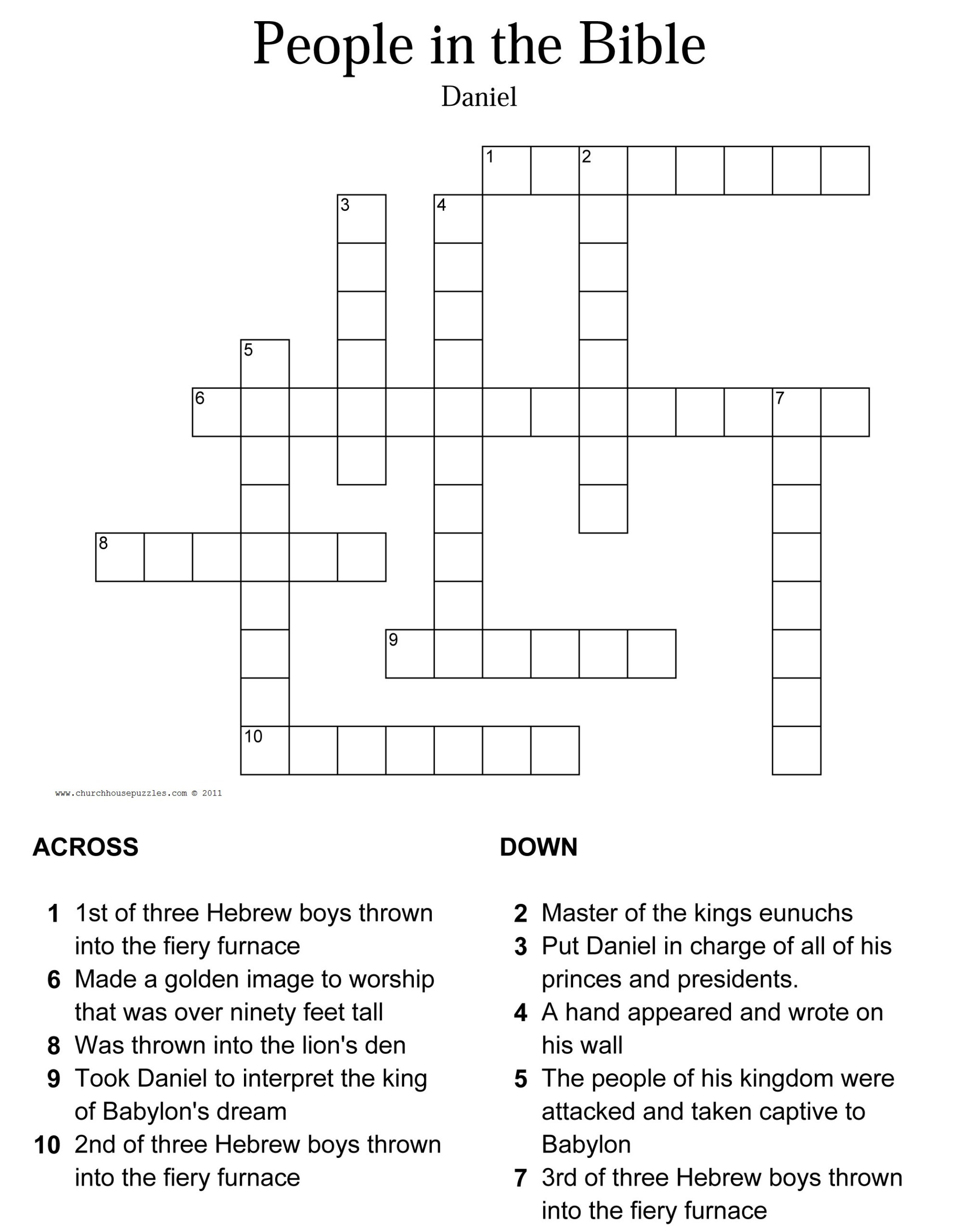 Printable Bible Crossword Puzzles Book Sof The Bible
