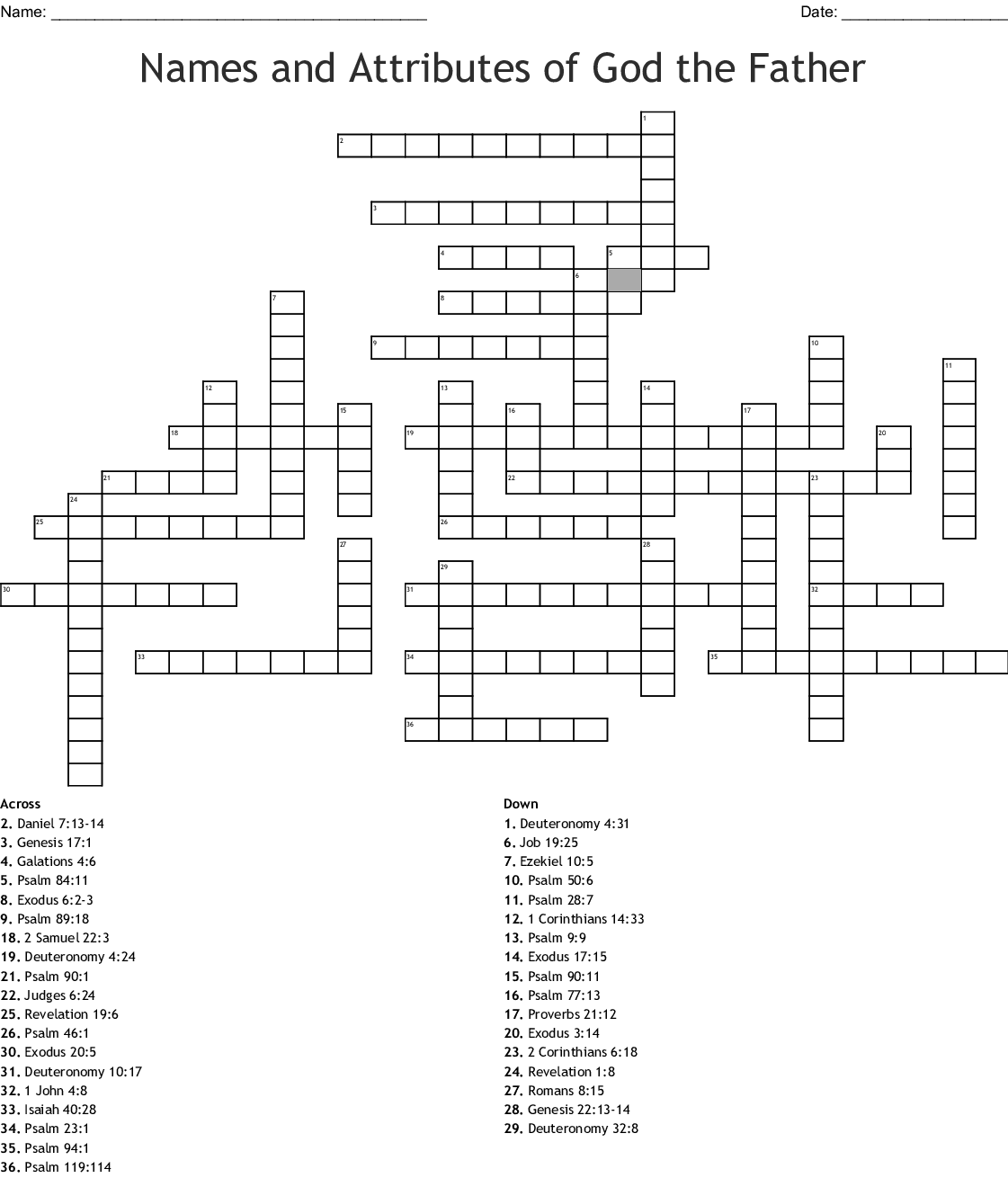 Matthew 6 Bible Crossword Puzzles Printable