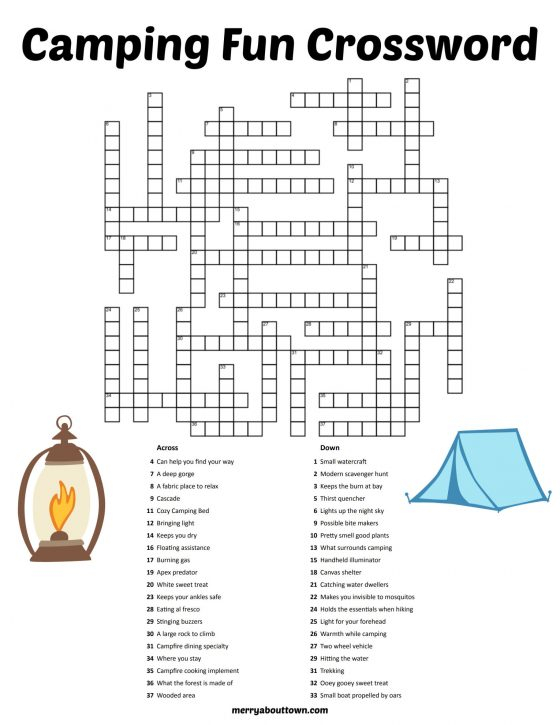 Camping Crossword Puzzle Printables Free