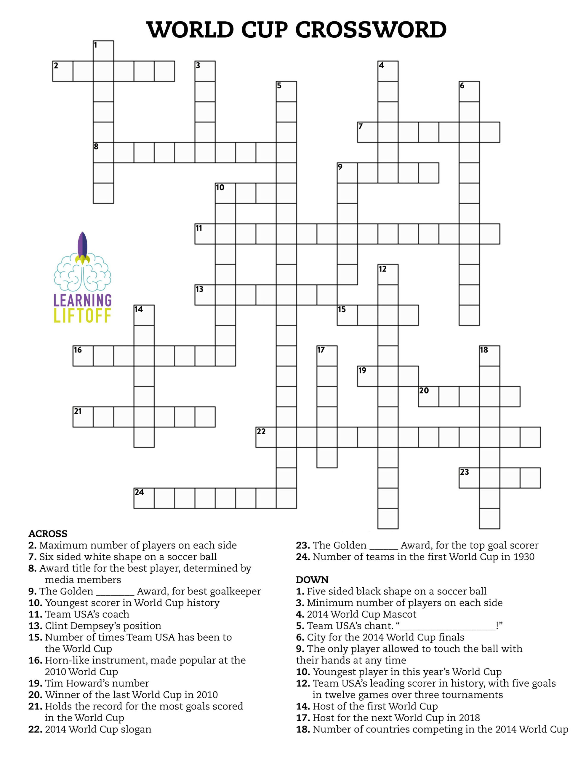 Printable Crossword Puzzles For Fifth Graders