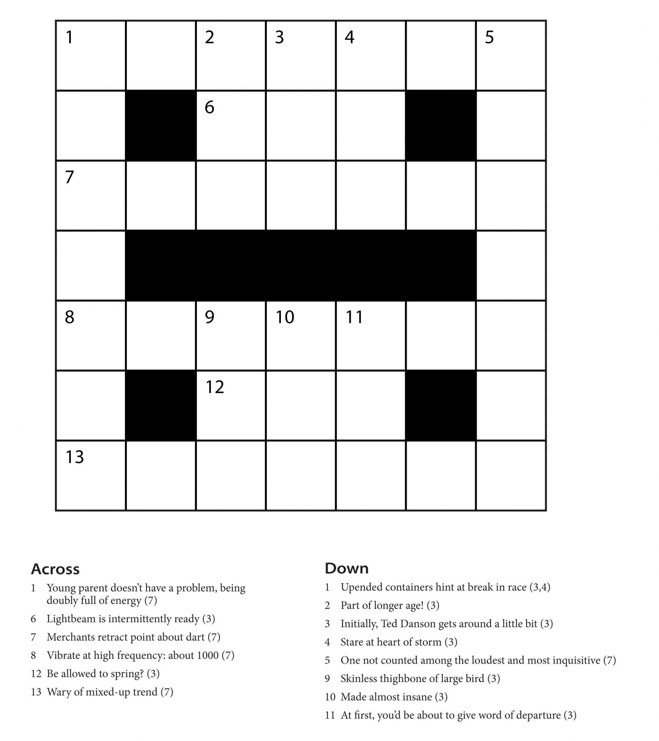 Beginner Easy Crossword Puzzles Printable 1 Grade