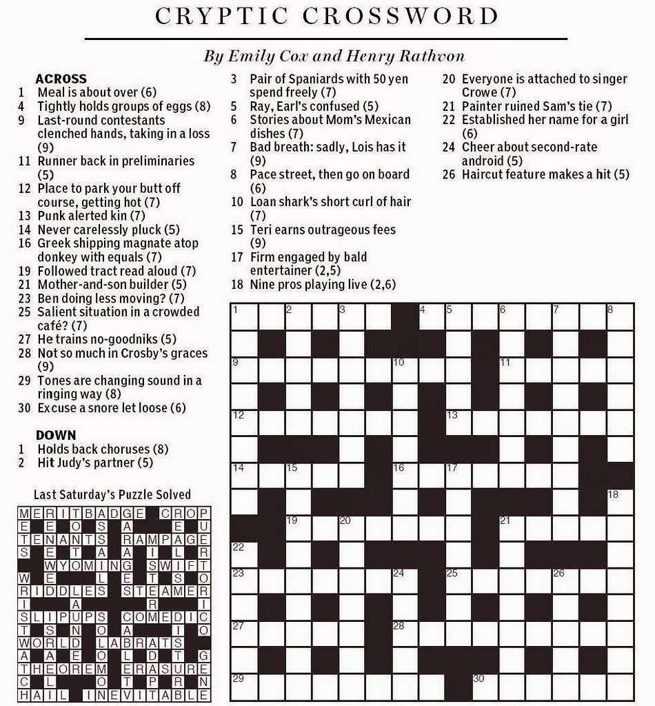 Printable Cryptic Crossword Puzzle