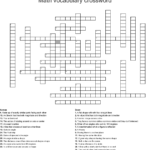 Printable Math Vocabulary Crossword Puzzles Printable