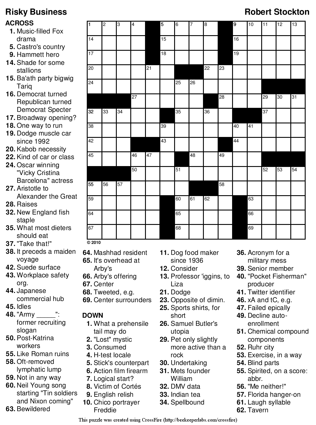 Easy Medical Crossword Puzzles Printable
