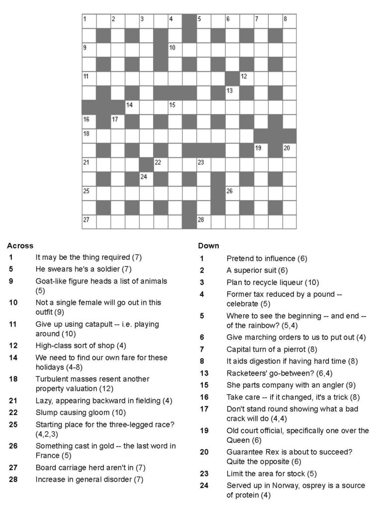 Printable Summer Crossword Puzzles Printable Crossword