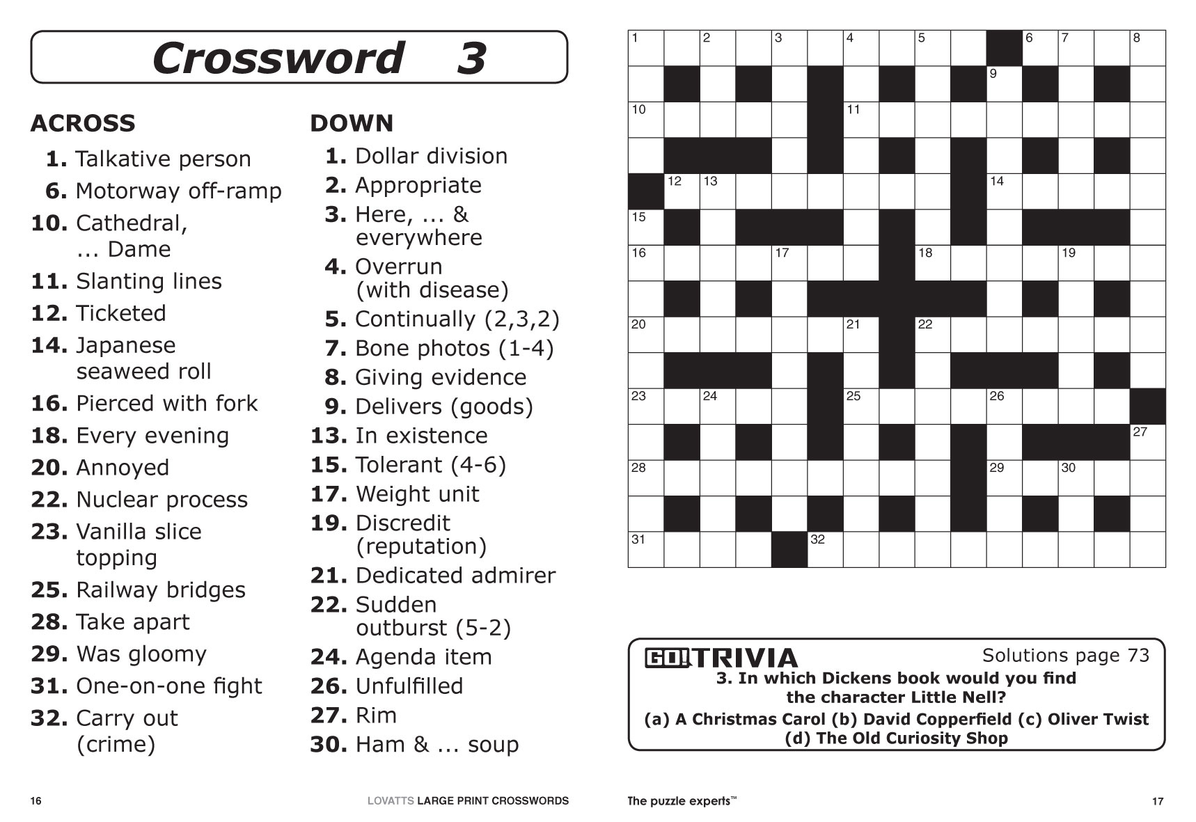 Printable Trivia Crossword Puzzles