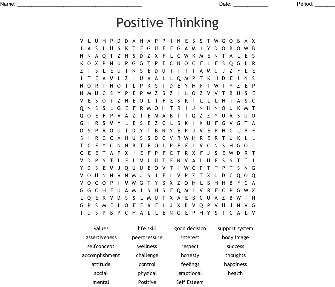 Positive Crossword Puzzles Printable