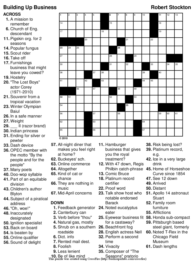 Puzzle Choice Printable Crosswords Printable Crossword