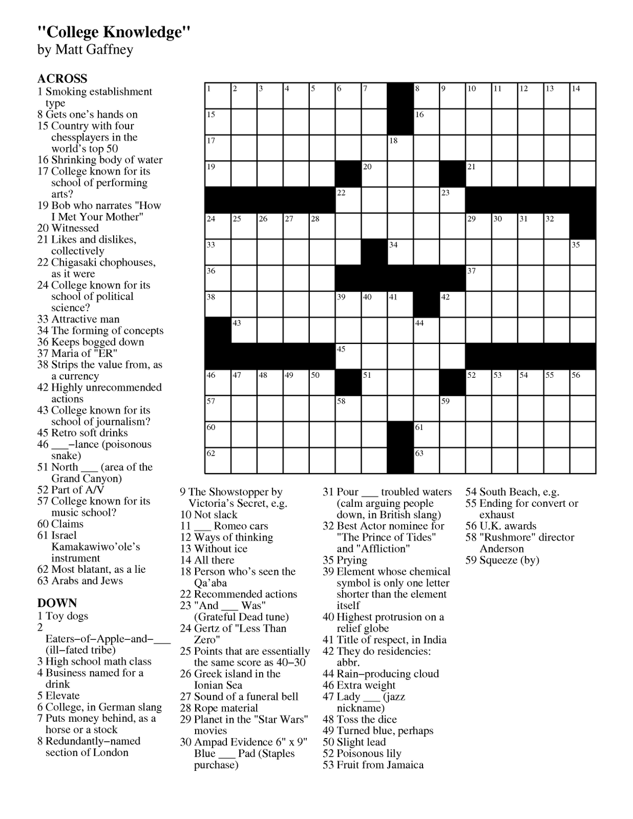 Chicago Tribune Printable Crossword Puzzle