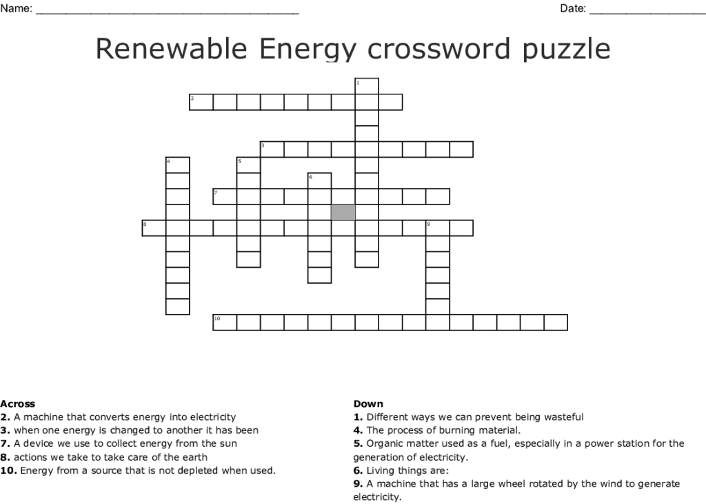 Renewable Alternative Energy Crosswords Word Searches