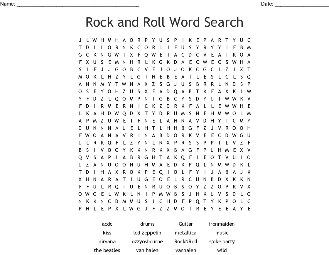 Printable Famous Musical Artist Crossword Puzzle