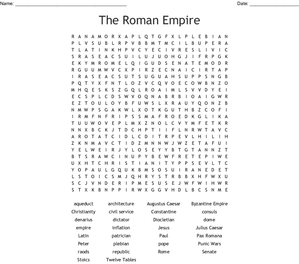 Roman Word Search Printable Word Search Printable