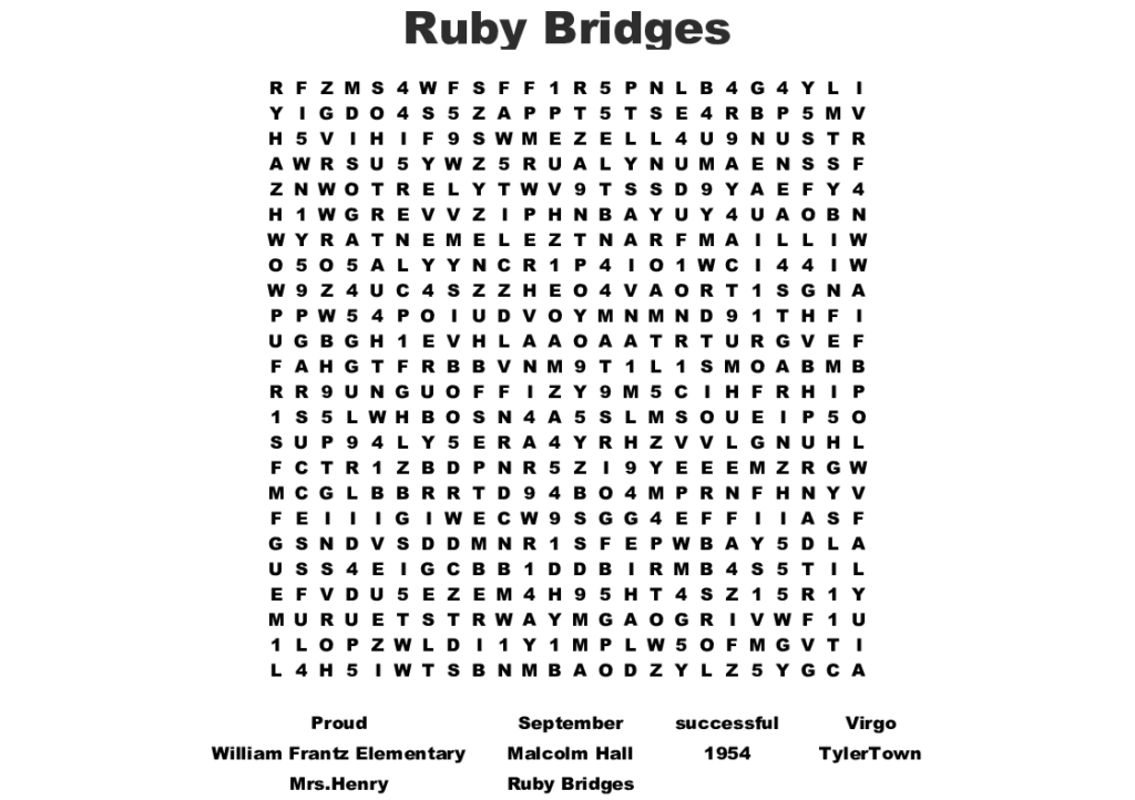 Ruby Bridges Crossword Puzzle WordMint