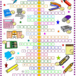School Things Crossword Puzzle With Key English