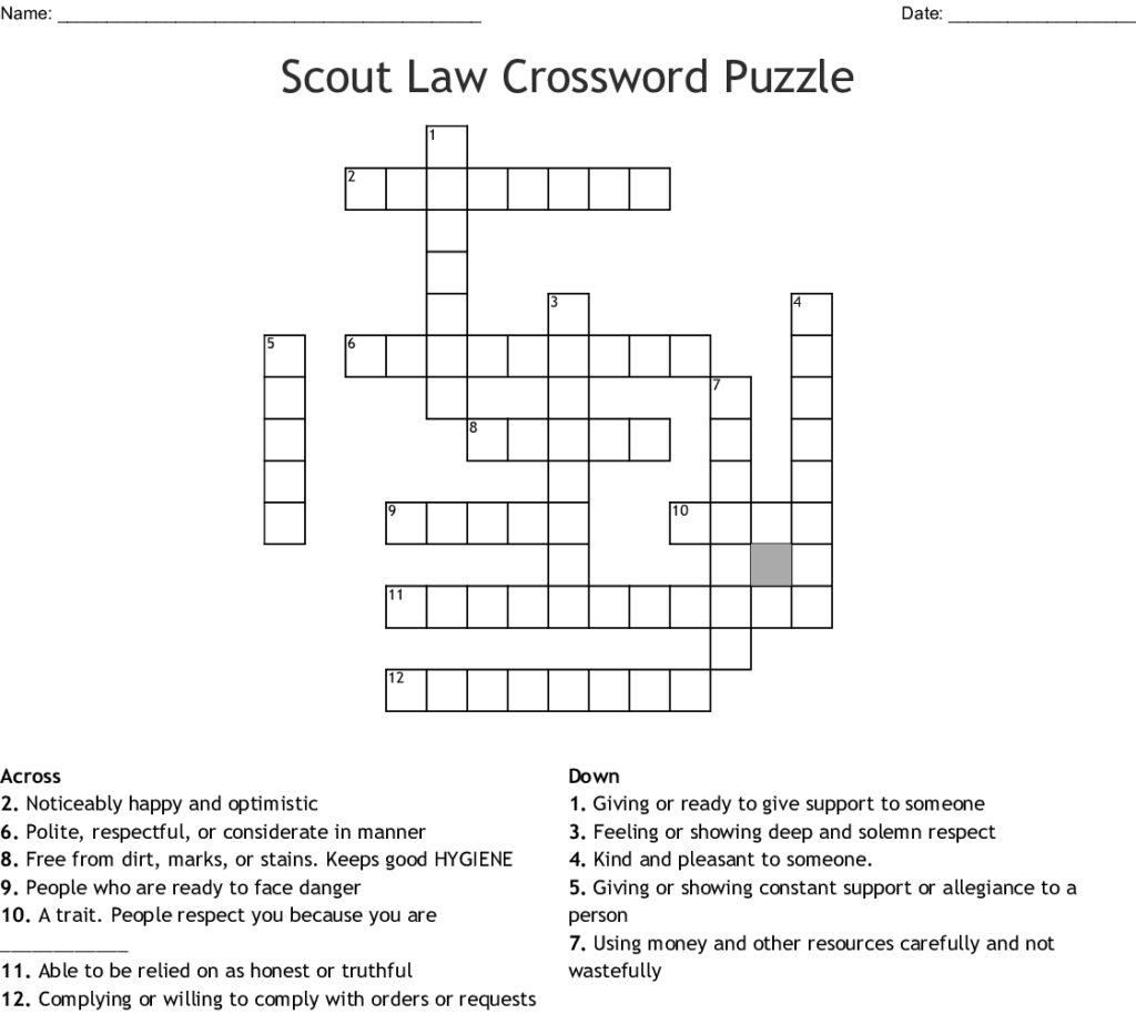 Scout Law Crossword WordMint