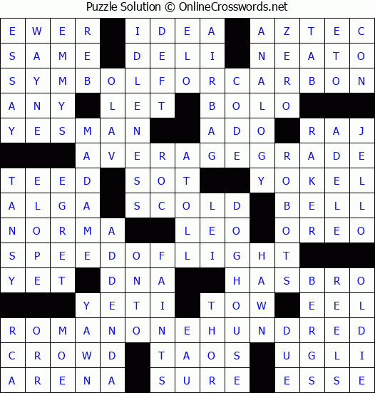 Solution For Crossword Puzzle 2022