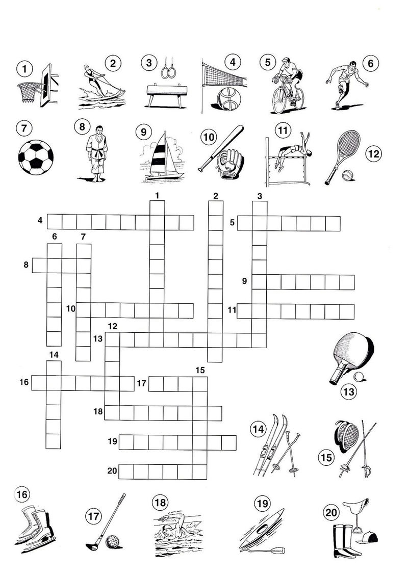 Sports Crossword Puzzles For Kids Printable