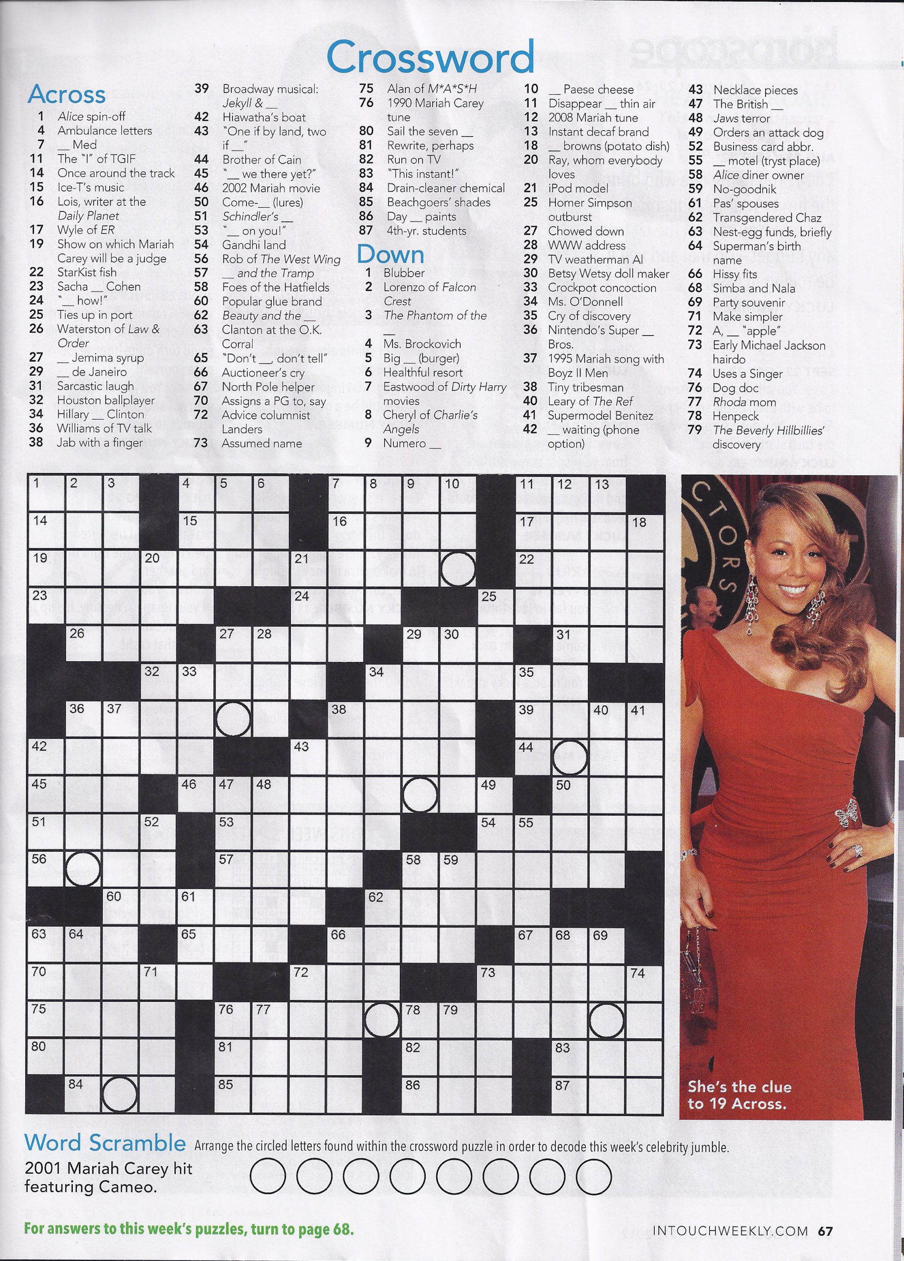 Free Printable You Magazine Crossword Puzzles