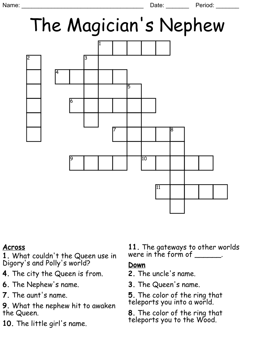 Magician's Nephew Crossword Puzzle Printable