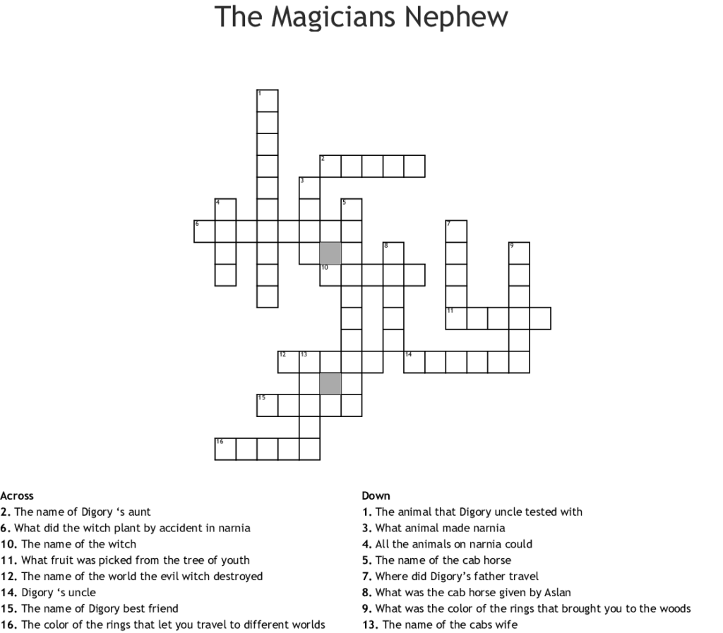 THE MAGICIAN S NEPHEW Crossword WordMint