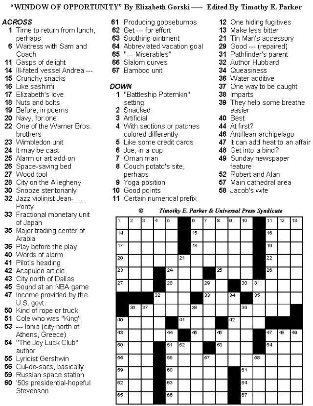 Printable United Features Crossword Puzzles