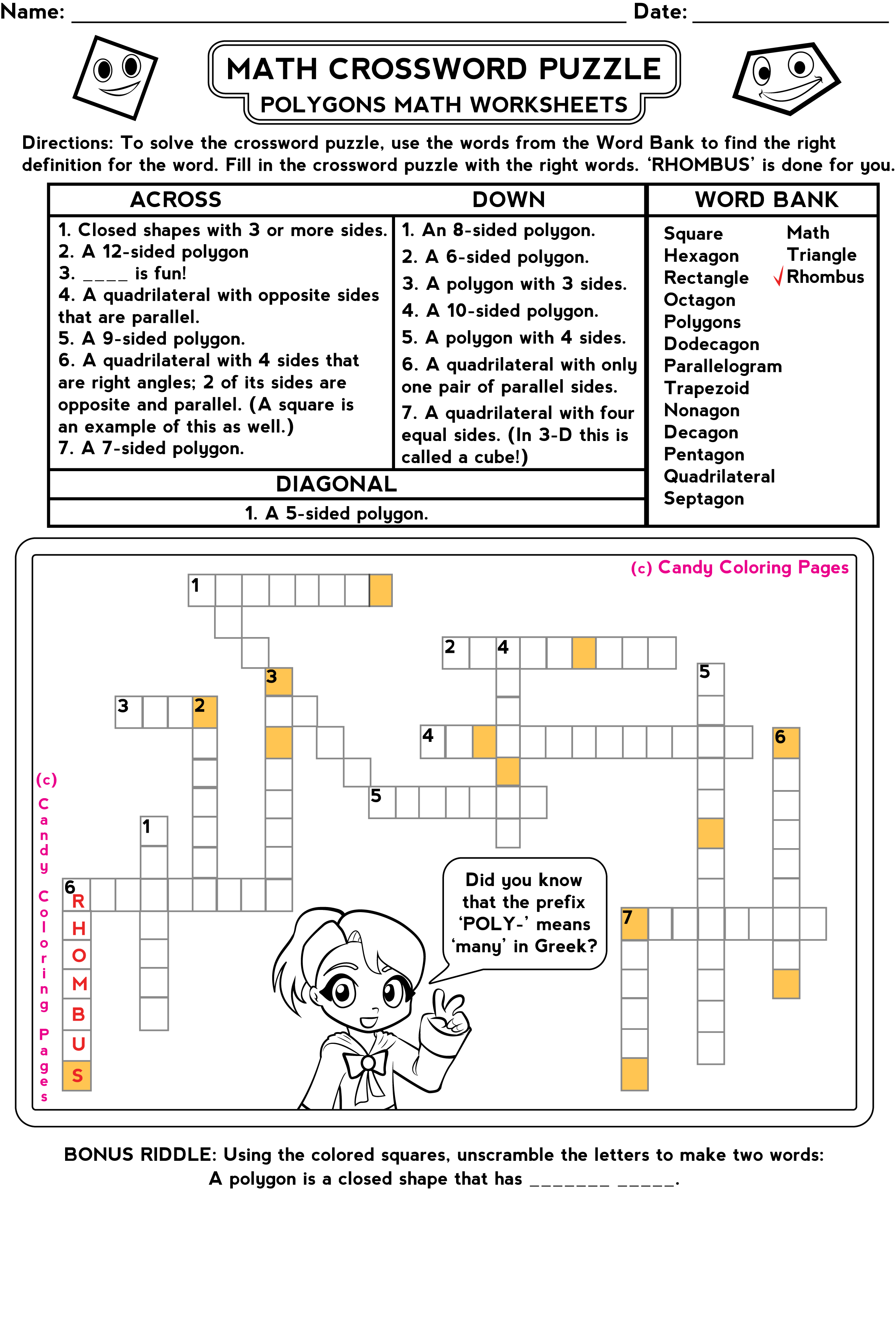 Crossword Puzzle Printable For Kids Us Government Answers
