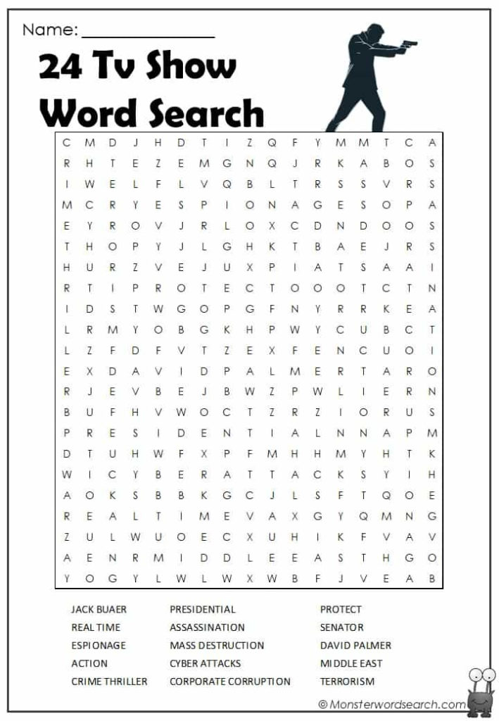 24 Tv Show Word Search Monster Word Search