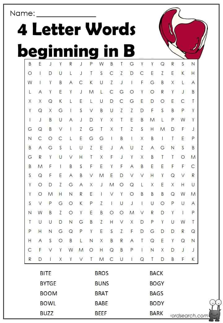 3 4 Letter Crossword Puzzles Printable