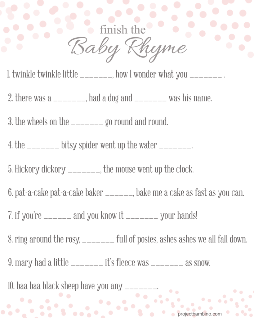 Baby Shower Games To Print Activity Shelter