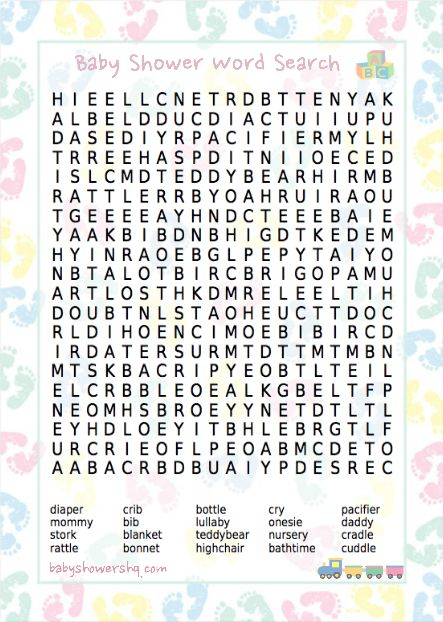 List Of Baby Shower Crossword Puzzle Free Printable