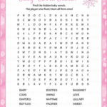Baby Word Search Printable Download Pink Bokeh Winter