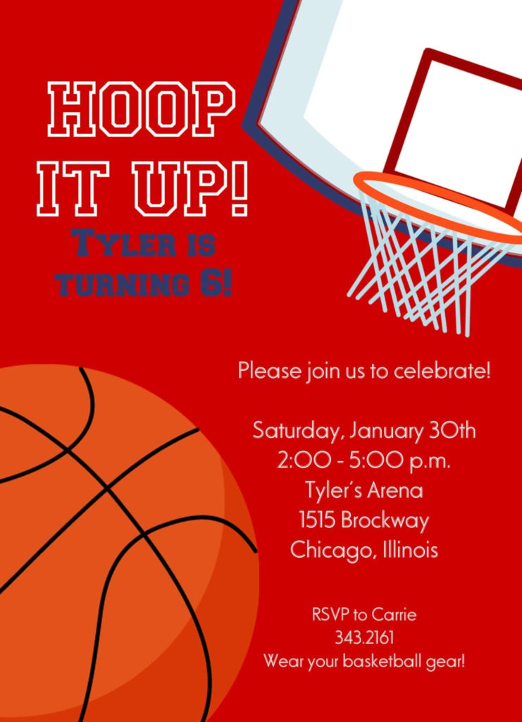 Basketball Invitation Printable Invitation Kids By