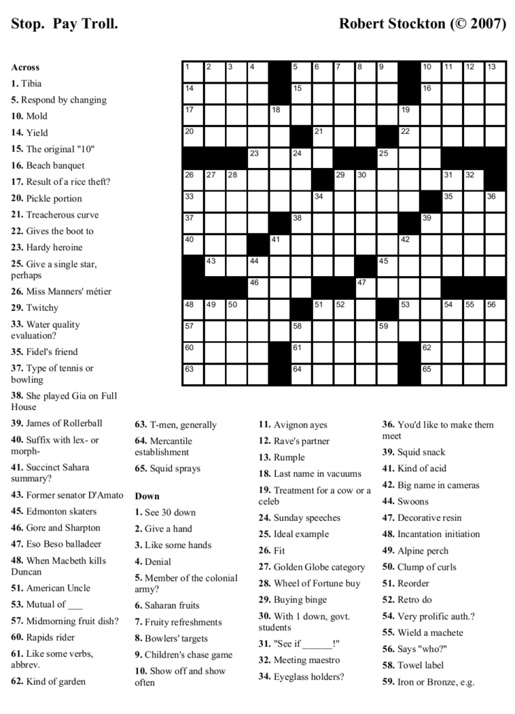 Beekeeper Crosswords Blog Archive Puzzle 20 Stop