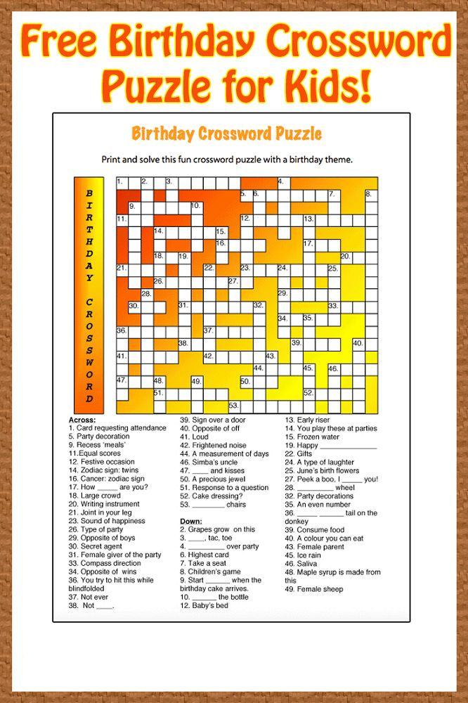Crossword Puzzle For Middle School Students Free Printables