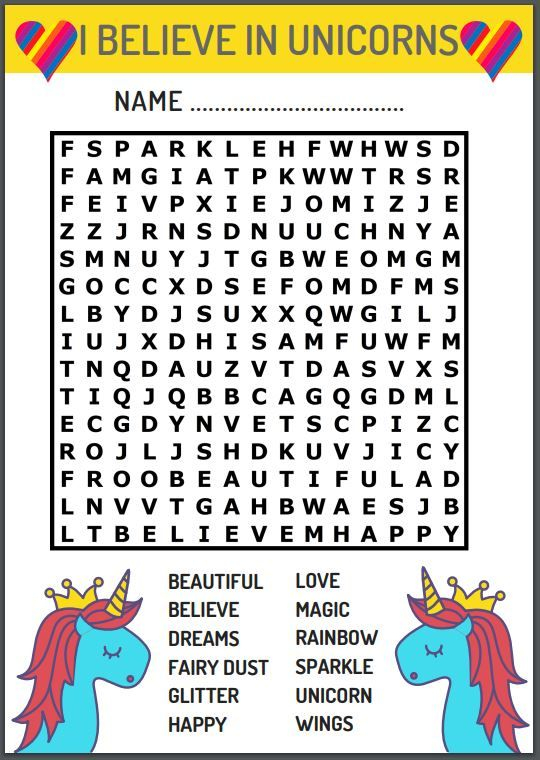 Calling All Unicorn Fans Grab This Free Printable Word