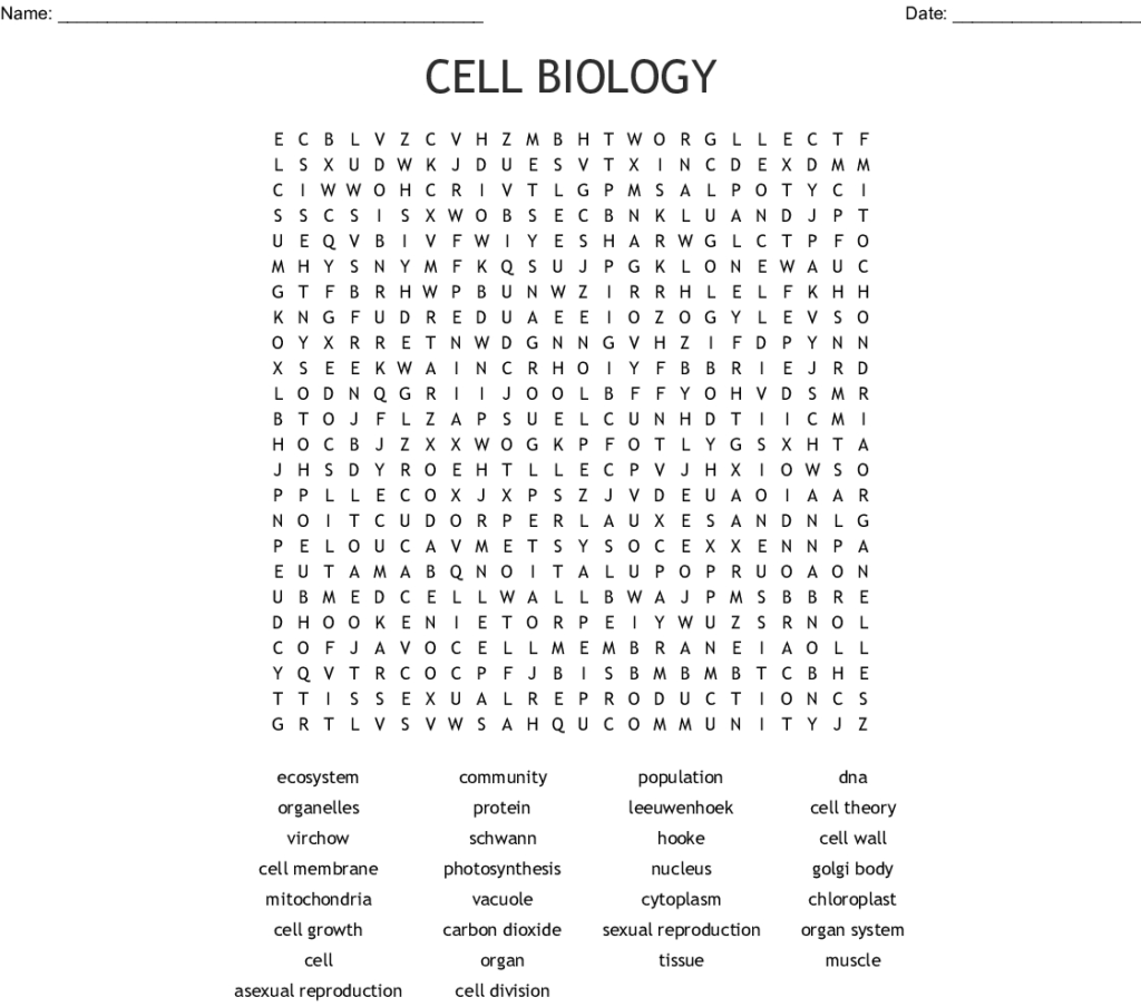Cell Word Search Printable Word Search Printable