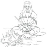 Coloring Page Native American Campfire Free Printable
