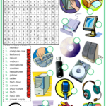 Computer Parts ESL Word Search Puzzle Worksheet For Kids