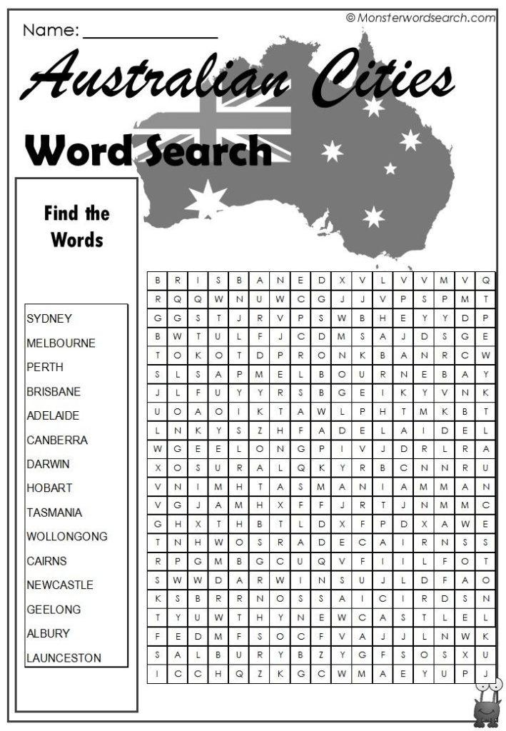 Cool Australian Cities Word Search Kids Word Search